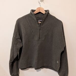 Sweaty Betty Olive Green Cropped Half-Zip Sweatshirt Size S 4-6